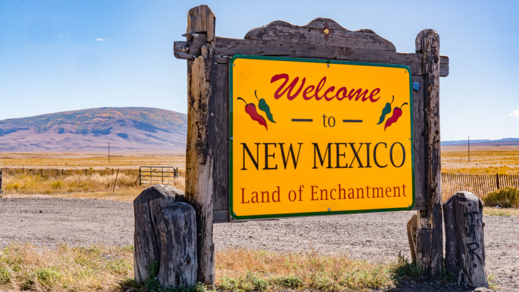 to New Mexico Sign Land of Enchantment Bunny Terry Santa
