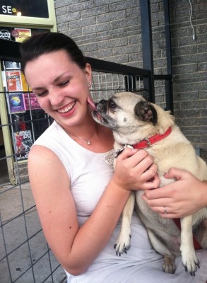 Luci the pug and my daughter - we love our pooch