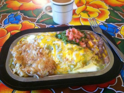 Chile relleno omelette from the Plaza Cafe